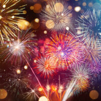 Colorful firework with bokeh background. New Year celebration. Colorful firework with bokeh background. New Year celebration, Abstract holiday background